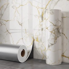 Marble Effect Wallpaper Panels - Self-Adhesive Gold White Wallpaper Roll -YAH