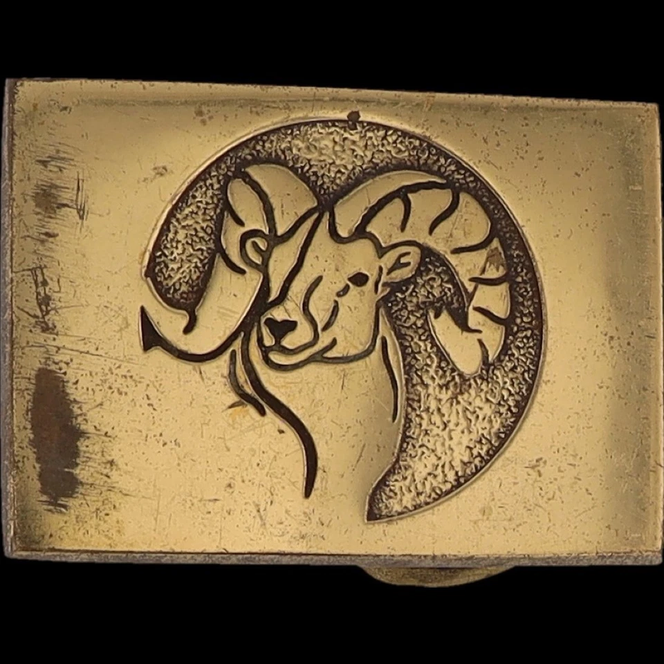 Sm Brass Slk Steven L Knight Big Horn Ram Mountain Goatq Vintage Belt Buckle - Image 3 of 4