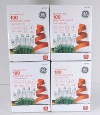 GE String A Long 100 Count In/Outdoor Mini Clear White Light On Green Wire 4-PK