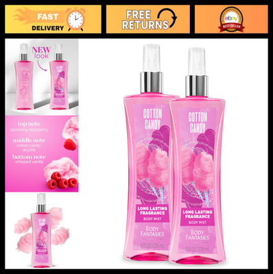 Body Fantasies Signature Fragrance Body Spray, Cotton Candy, 8 fl oz (Pack of 2)