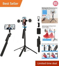 70.9" Auto Face Tracking Selfie Stick Tripod for Iphone with Light, No App, 360 