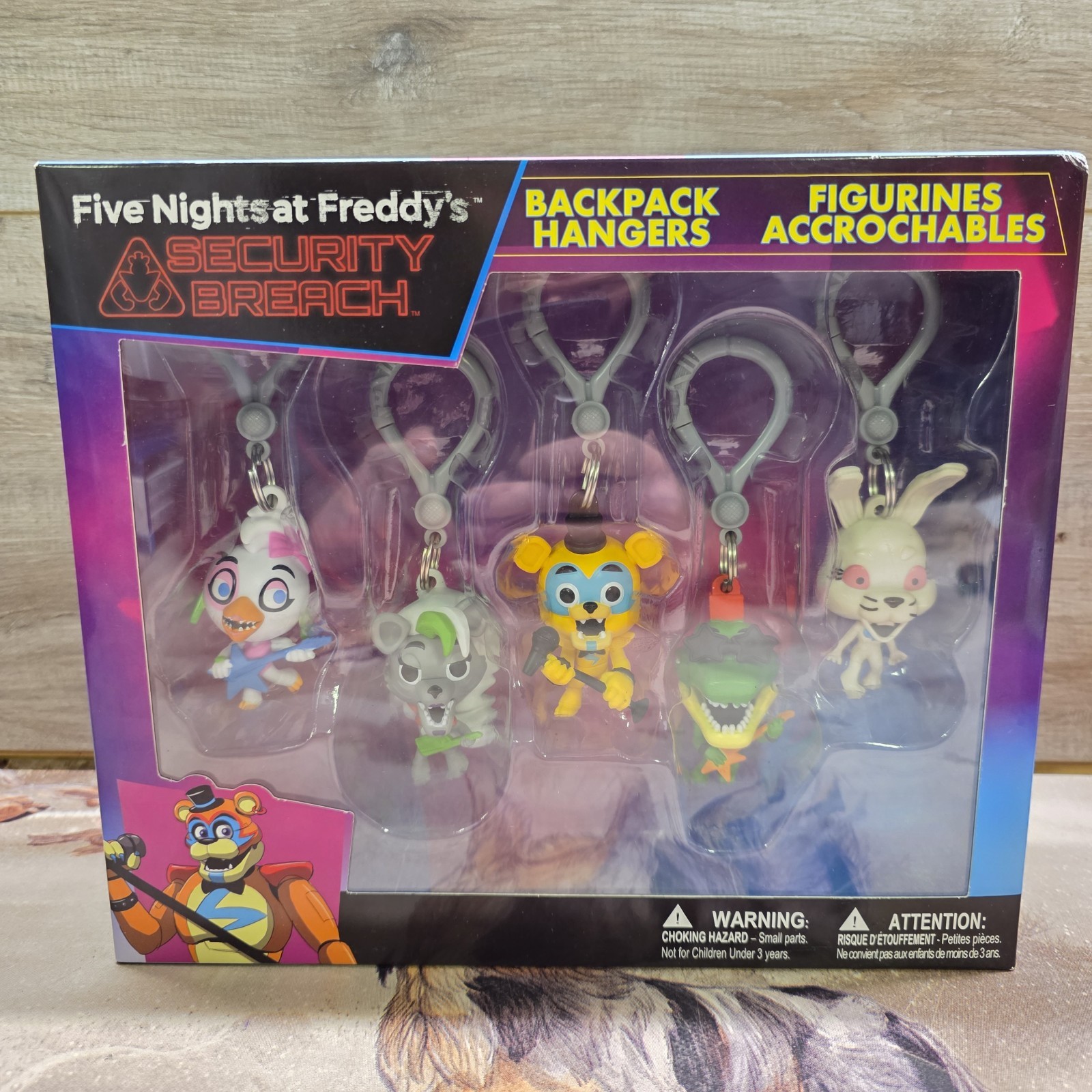 FNAF Five Nights at Freddys Backpack Hanger 5 Pack Security Breach Collector Box