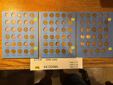 64 Coin 1909 - 1940 Lincoln Wheat Cent Album 09 12 13d 15 15d 16d 26d 31 177a