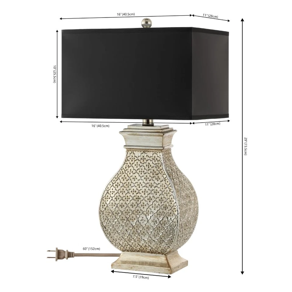 Lighting Collection Málaga Plateado/Negro Rectángulo Pantalla 30 pulgadas Dormitorio Livi... Foto 3 de 4