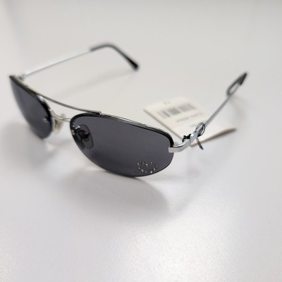 Sonnenbrille Y2K Oval Metall verchromt feine Äste Strass Herz
