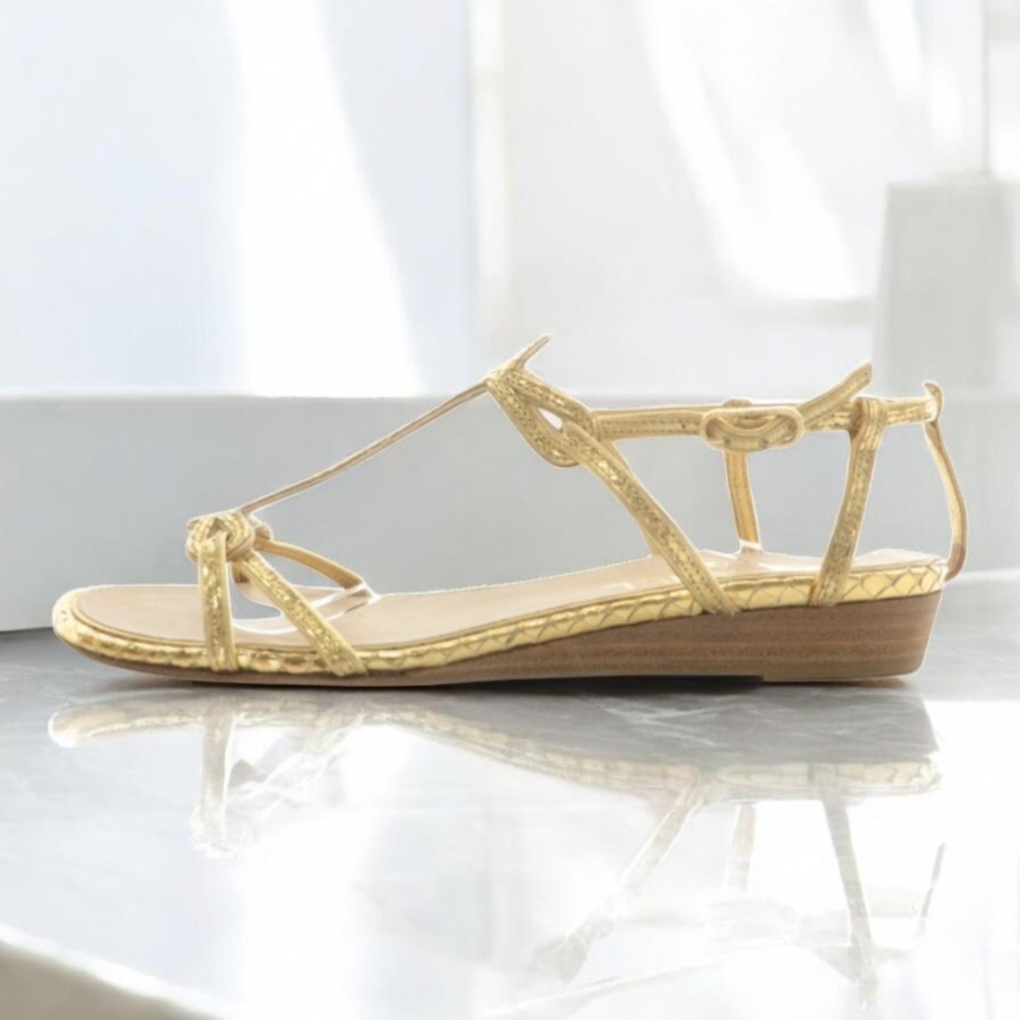 Chanel Sandals Python Leather Coco Mark 35 Gold C… - image 1