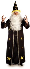 Dark Potion Wizard Robe Black with Yellow Stars Classic Adult Costume