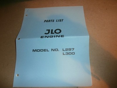 Vintage JLO Engine L297 300 Parts List Manual