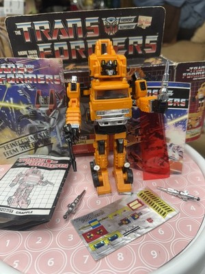 Transformers G1 ''GRAPPLE'' 100% Complete w/Box & paperwork Vintage Hasbro 1984