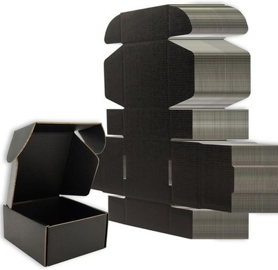 4x4x2 inches Small Shipping Boxes Set of 100 - Black Mailer Corrugated Cardbo...