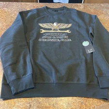 BNWT Brixton Repair Crew Washed Black Mens Size L Sweatshirt California Auto USA