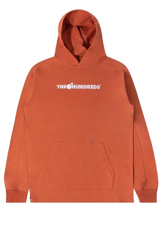 - THE HUNDREDS T23W109005 TEMPLE HOODED LS T SHIRT_RUST 11290₽