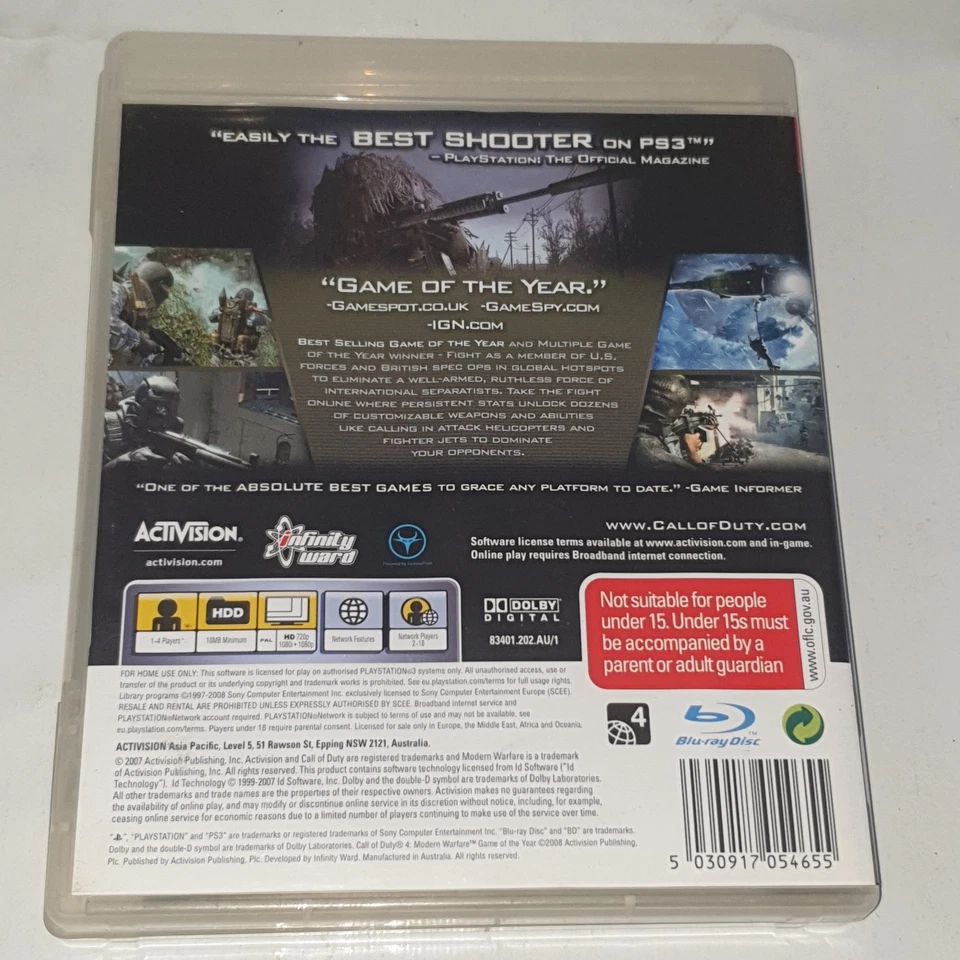 Call of Duty 4 : Modern Warfare [GOTY Edition] PS3 / PlayStation 3 Game - MANUAL - image 4 of 4