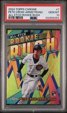 Graded 2024 Topps Chrome Pete Crow Armstrong #7 Rookie Rush Baseball Card PSA 10. rookie card picture