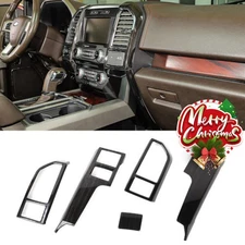 Interior Center Console Air Vent Trim Panel For Ford F150 15-20 Black Wood Grain