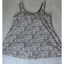 NWOT Lands End One Piece Sz 3X Black White Paisley Dble Strap Slf Bra Swim Dress