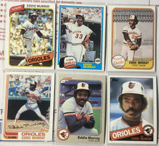 Lot of 6 Eddie Murray W/ 1980 Topps, 1981, 1982 &amp; 1985 Topps, 1981 &amp; 1983 Fleer