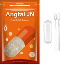 Angtai JN Empty Capsules Size 0 - Clear Gelatin Capsules Empty (500 Count) with