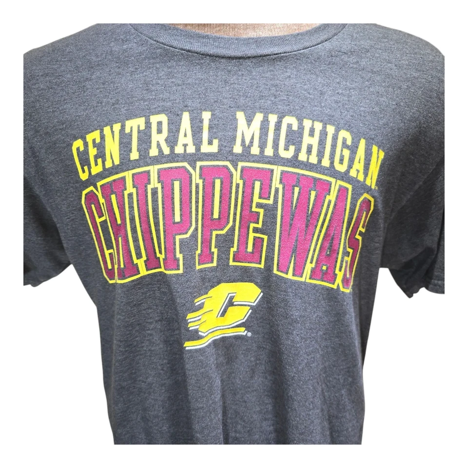 Central Michigan University T-Shirt Chippewas Grey Short Sleeve Shirt Large - Image 2 of 4