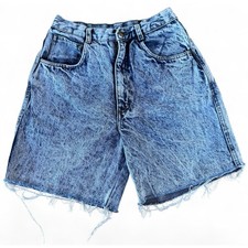 Vintage 80s 90s Womens Size S High Rise Acid Wash Cut Off Denim Mom Jeans Shorts