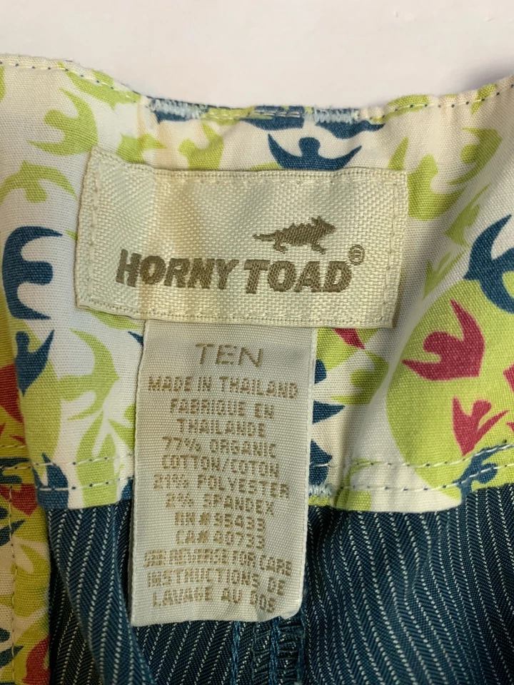 Shorts Horny Toad Feminino 10 Listrado Azul Cargo Praia Tropical Preppy - Imagem 3 de 4