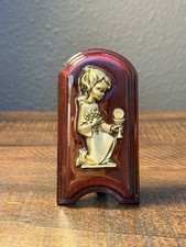 Golden First Communion Girl with Wooden Stand Jorvina Catholic