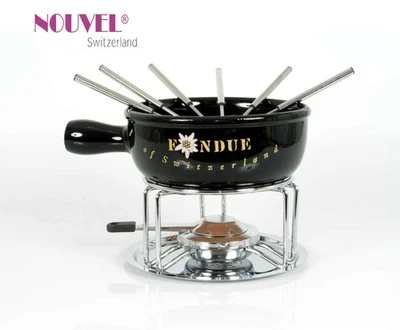 Käsefondue-Set 6 Person Nouvel SWITZERLAND Design schwarz II. Wahl Sale Aktion