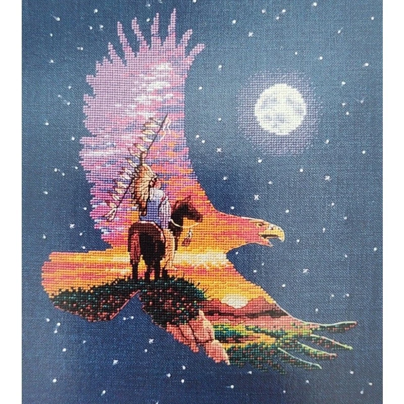 Dimensions Spirit Of The Eagle Cross Stitch Pattern Native American, Sunset Moon - Image 2 of 3