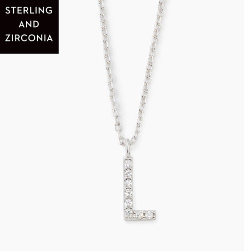 💎Touchstone Crystal Initial Necklace Sterling Silver Zirconia 15-18” New