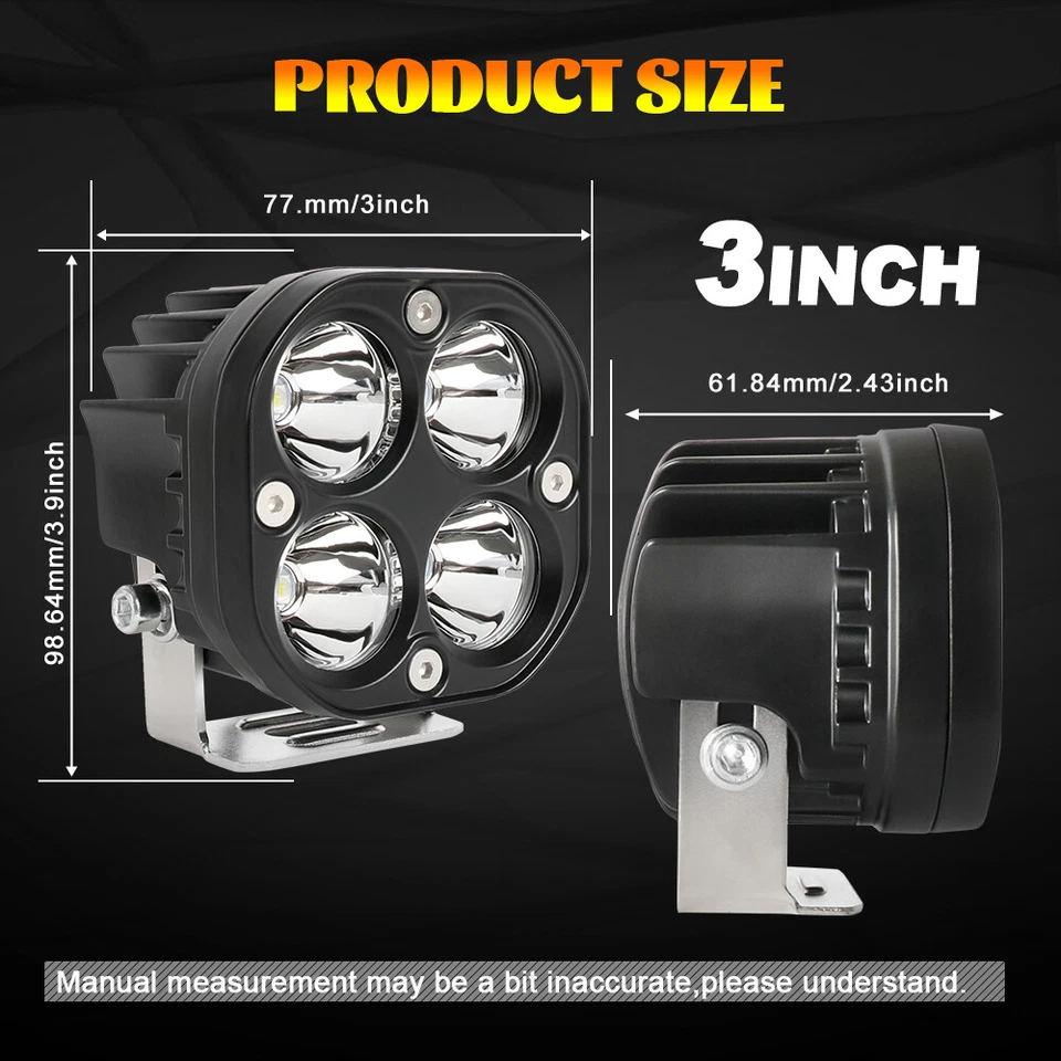 2PCS 3"Inch LED Work Light Cube Pods Bar Offroad Driving Spot White Beam - Image 2 of 4
