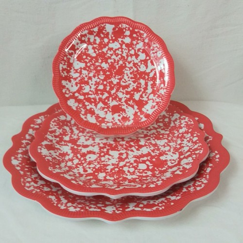 Pioneer Woman Country Splatter Melamine Plate Set Of 6 Piece Coral - Picture 4 of 17