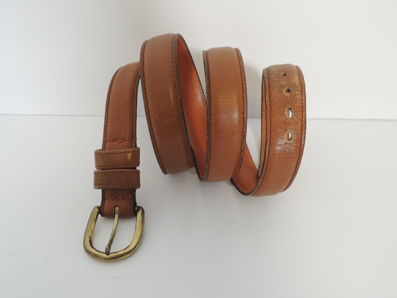 Vintage Brown Deep Buff Cowhide Split Leather Belt Golden Buckle Handmade Brown Leather Western Belt: Gold Buckle, Cowhide  main image 3