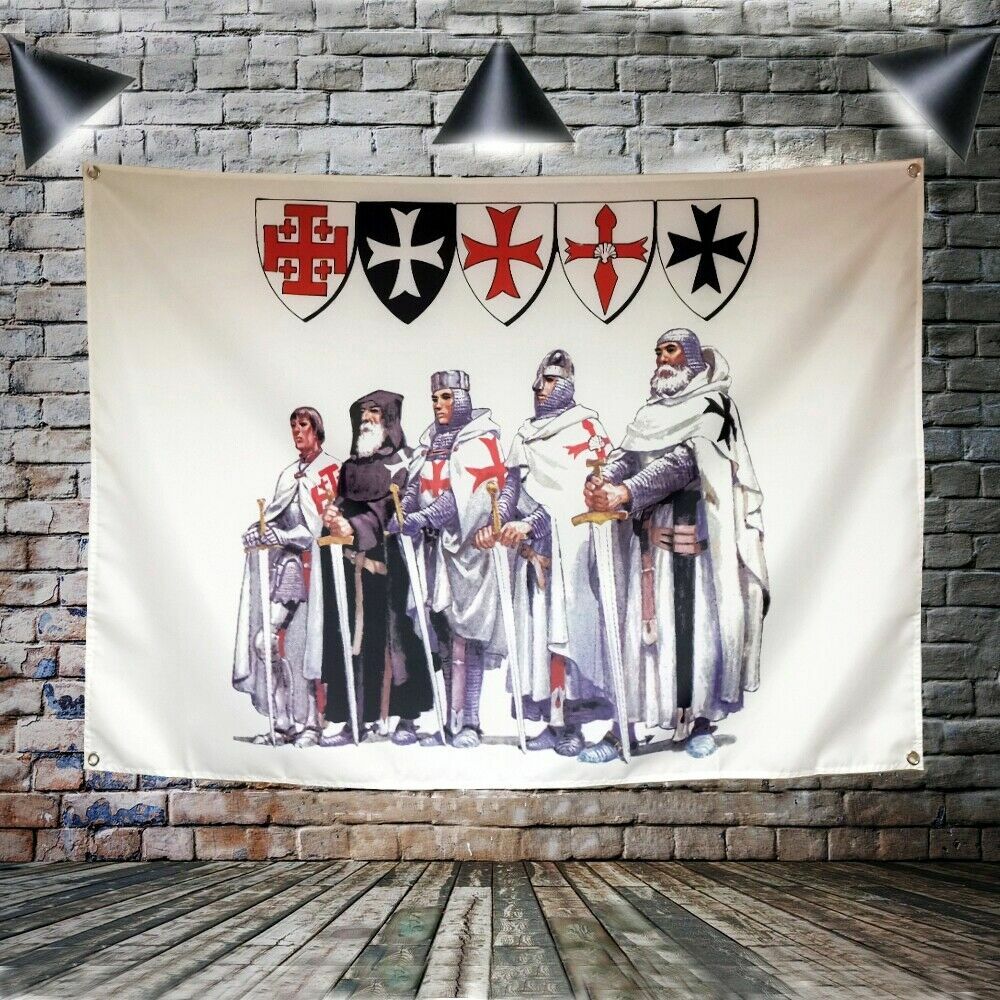 Masonic Knight Templar Flag Armor Warrior Banner Posters Wall Art Home Decor