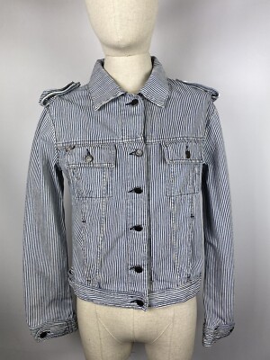 美品 BURBERRY LONDON☆レディースミリタリージャケット☆女性S~M Burberry London vintage ladies military style striped jacket