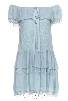 Alice & Olivia , NWT, Mint Green Ruffle Off-The-Shoulder Lace Dress , Sz 10  | eBay