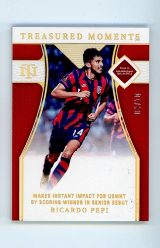 2022 Ricardo Pepi Panini National Treasures Gold USMNT Rookie Soccer Card 4/10