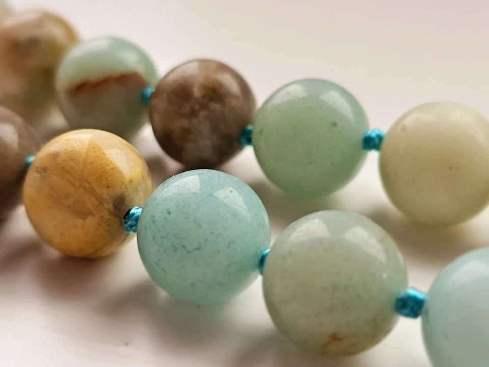 Large Beads 12mm Amazonite Handmade Knotted Choker  - Image 3 of 4