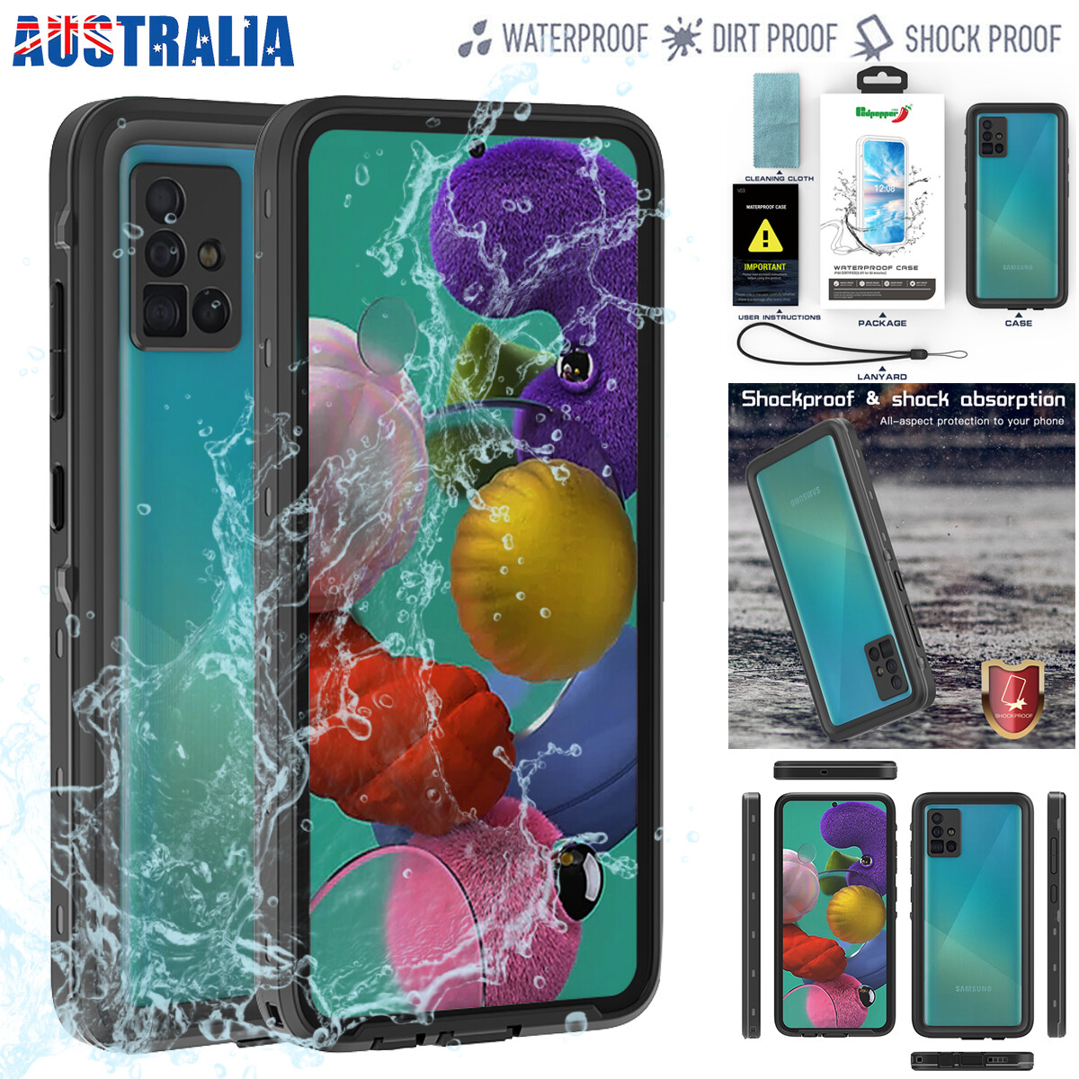 For Samsung Galaxy A51 4G Case Waterproof Shockproof Armor
