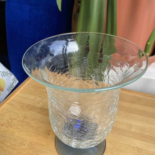 Blenko Bell Crackle Vase C58 Crystal Sky Blue Seeded Pre-designer 1930’s Seeded - Picture 2 of 6