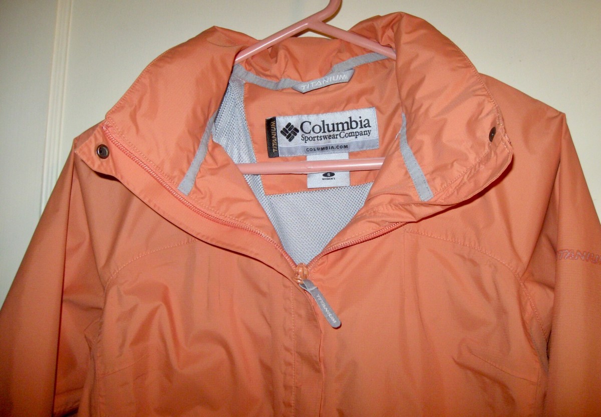 COLUMBIA Titanium OMNI TECH Orange WATERPROOF SHELL JACKET w/ Hood