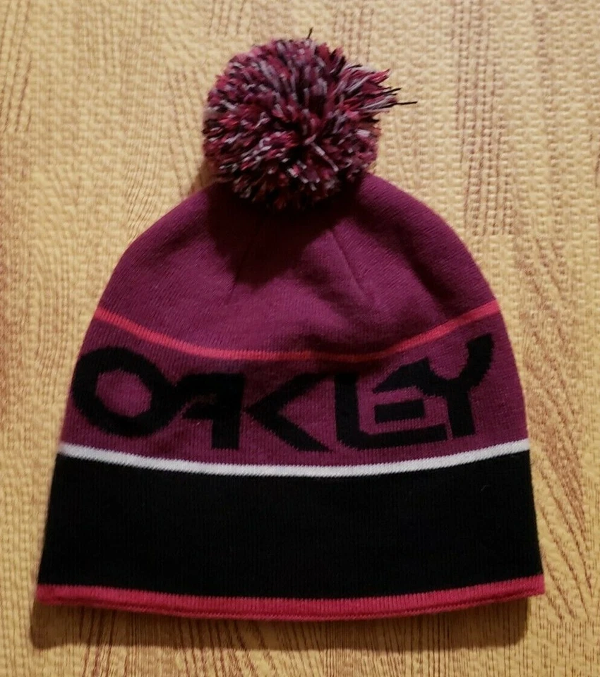 Gorra Oakley Púrpura/Negro/Rosa Pom Tejido ~ Snowboard Snowboard Invierno Foto 3 de 4