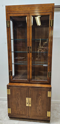 Henredon Scene One Curio Cabinet Hutch Display  Campaign Oak China Cabinet A