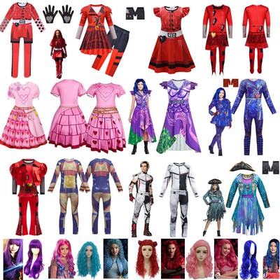 Kinder Descendants 3/4 Red Mal Jay Carlos Cosplay Kostüm / Perücke Karneval Neu