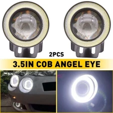 3.5 Inch Round LED Fog Light Driving Spot Lamp w/ White Angel Eyes Halo Ring EOA