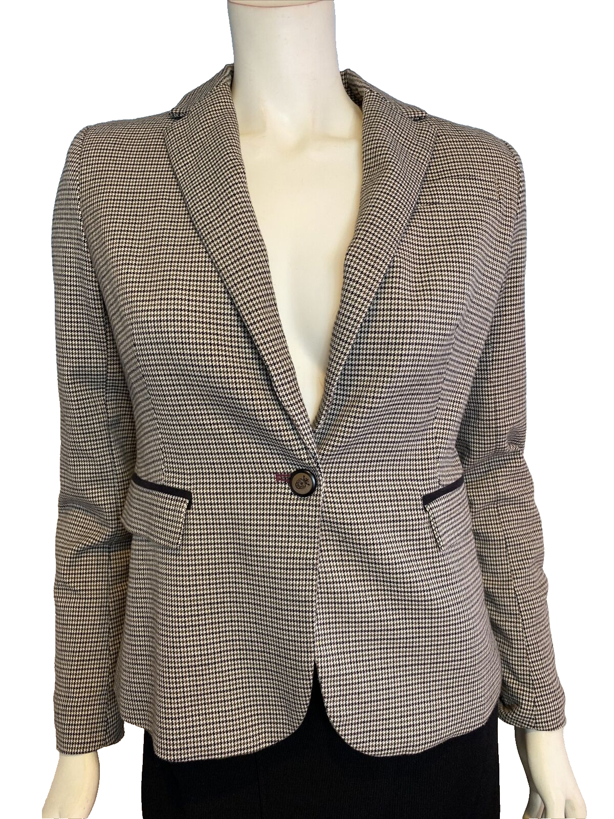 FILA Blazer The Savile Row Co. London marrone foderato a spina di pesce 1 bottone taglia S