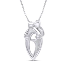 Father Mother Child Family Fashion Necklace Pendant Sterling Silver 925