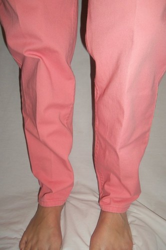 Vintage 80s Talbots High Waist Skinny Leg Coral Pink Cotton Jeans 6 - Picture 8 of 12