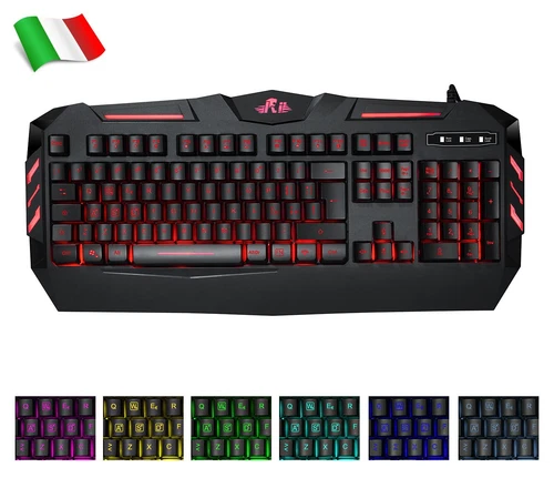 Rii Gaming RK900 (layout ITALIANO) - Tastiera italiana da gioco retroilluminata 