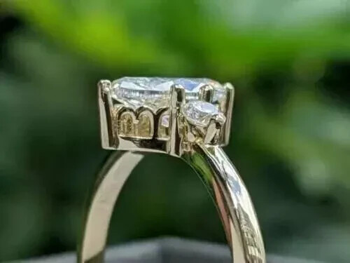 2.50Ct Marquise Cut  Moissanite Solitaire Ring 14K Yellow Gold Plated - Bild 4 von 8