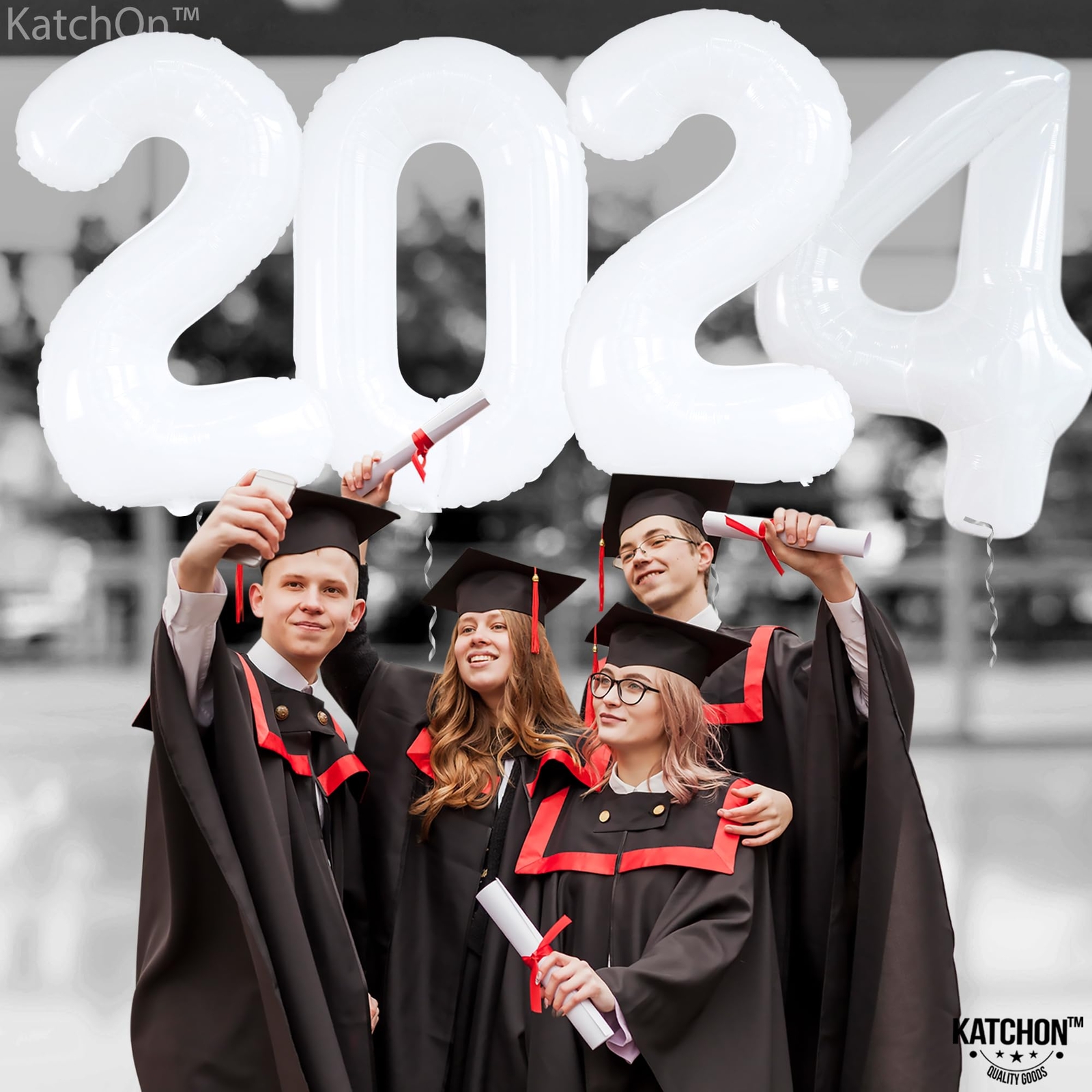KatchOn White 2024 Balloons Graduation - Huge 42 Inch | 2024 White Balloons |...